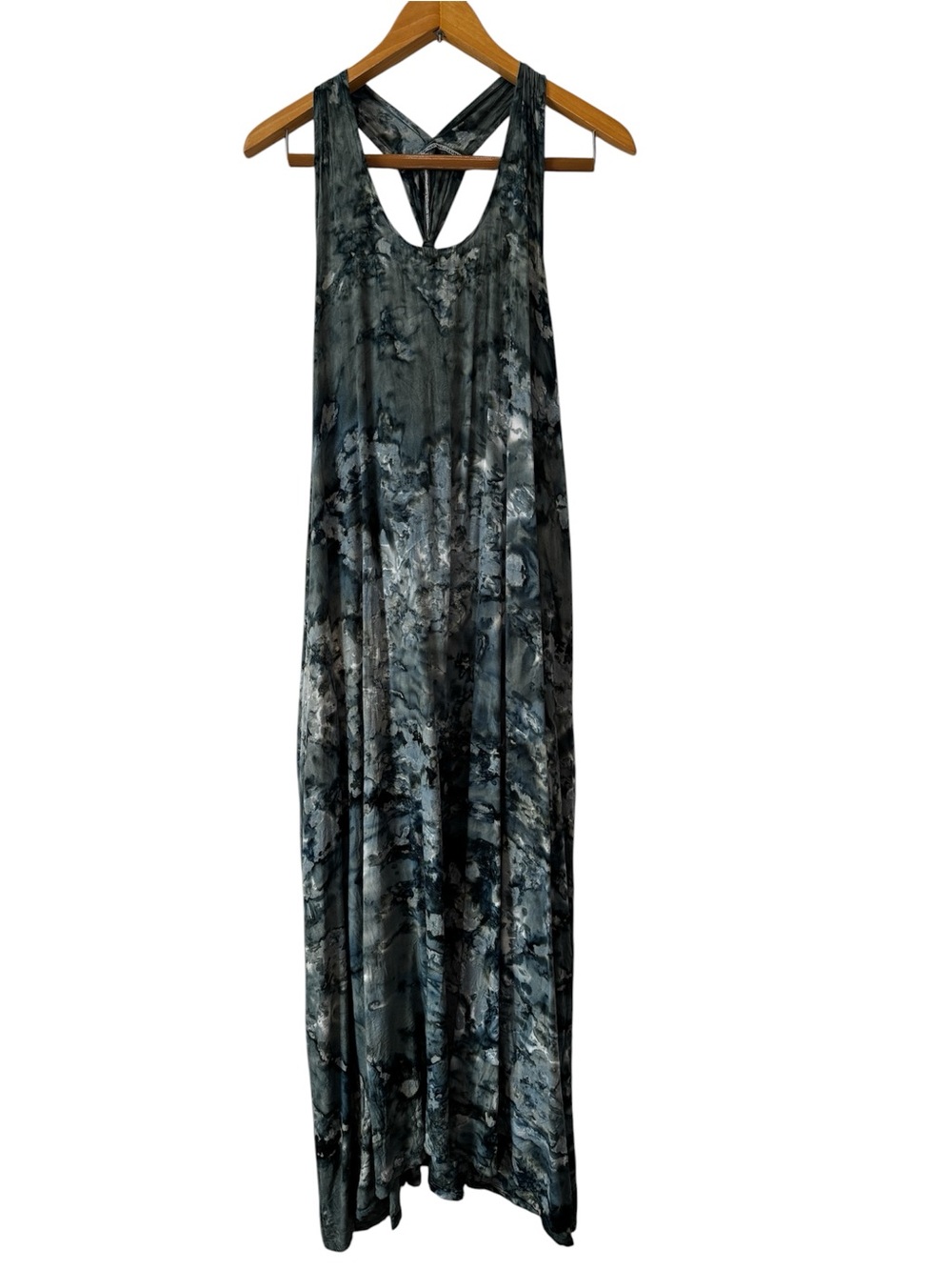 Unbranded Sleeveless Tie-Dye Maxi Dress Size M Gray Green Beach Vacation Travel